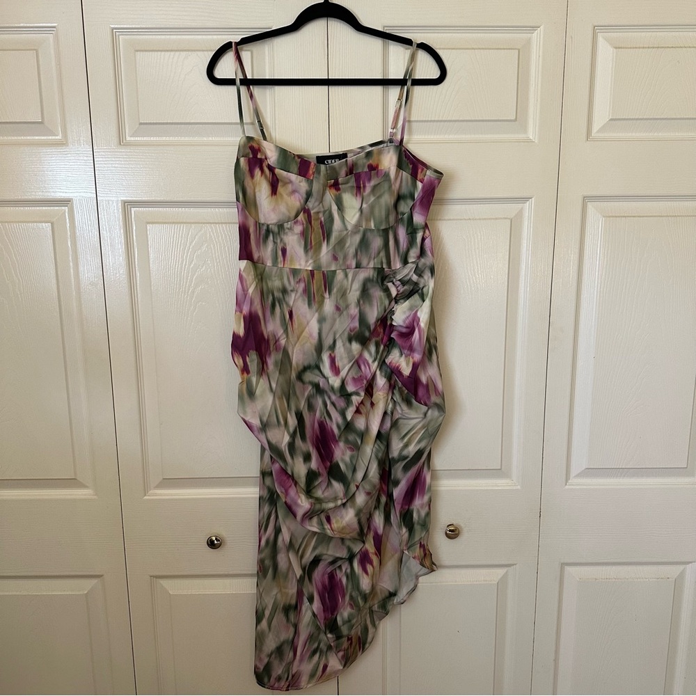 Cider Asymmetrical Dress in Purple and Green